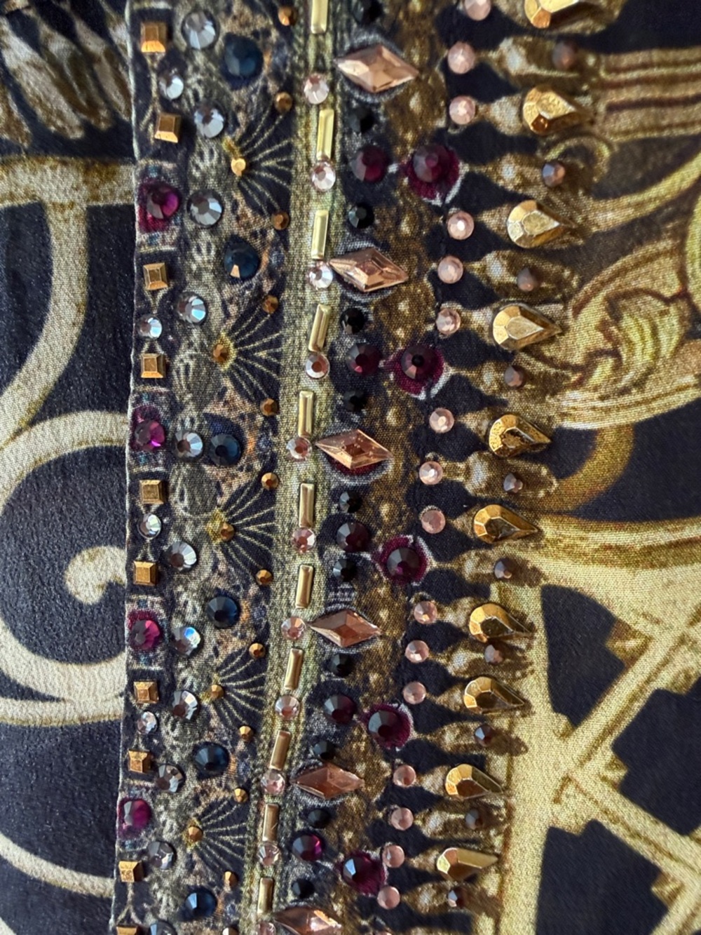 Camilla Black and Gold Silk Embellished Swim Coverup - Picture 4 of 16